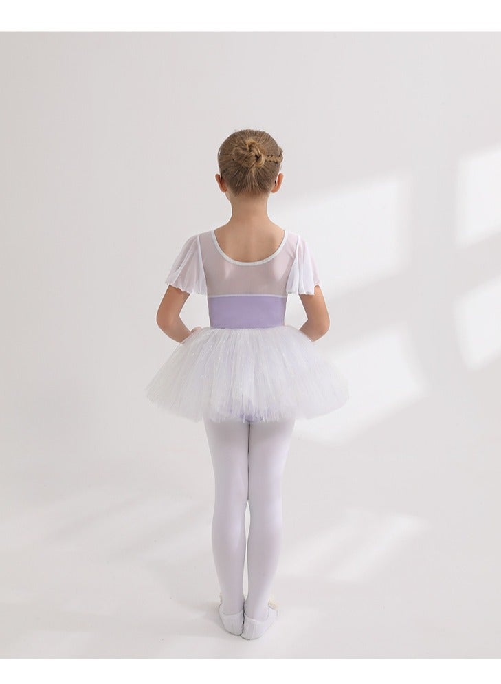 Loquat Squality Children's Dance Dress Training Dress Pure Cotton Ballet Dancing Dress For Children Purple  - Image 2