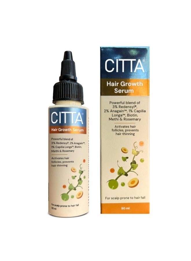 سيتا سيروم نمو الشعر من سيتا - ريدينسيل 3%، أناجين 2%، كابيليا لونجا 1% مع البيوتين وإكليل الجبل والحلبة - يقلل من تساقط الشعر وترققه، ويعزز نموه من جديد، ويعالج فروة الرأس - تم اختباره من قبل أطباء الجلدية - 50 مل - Image 1