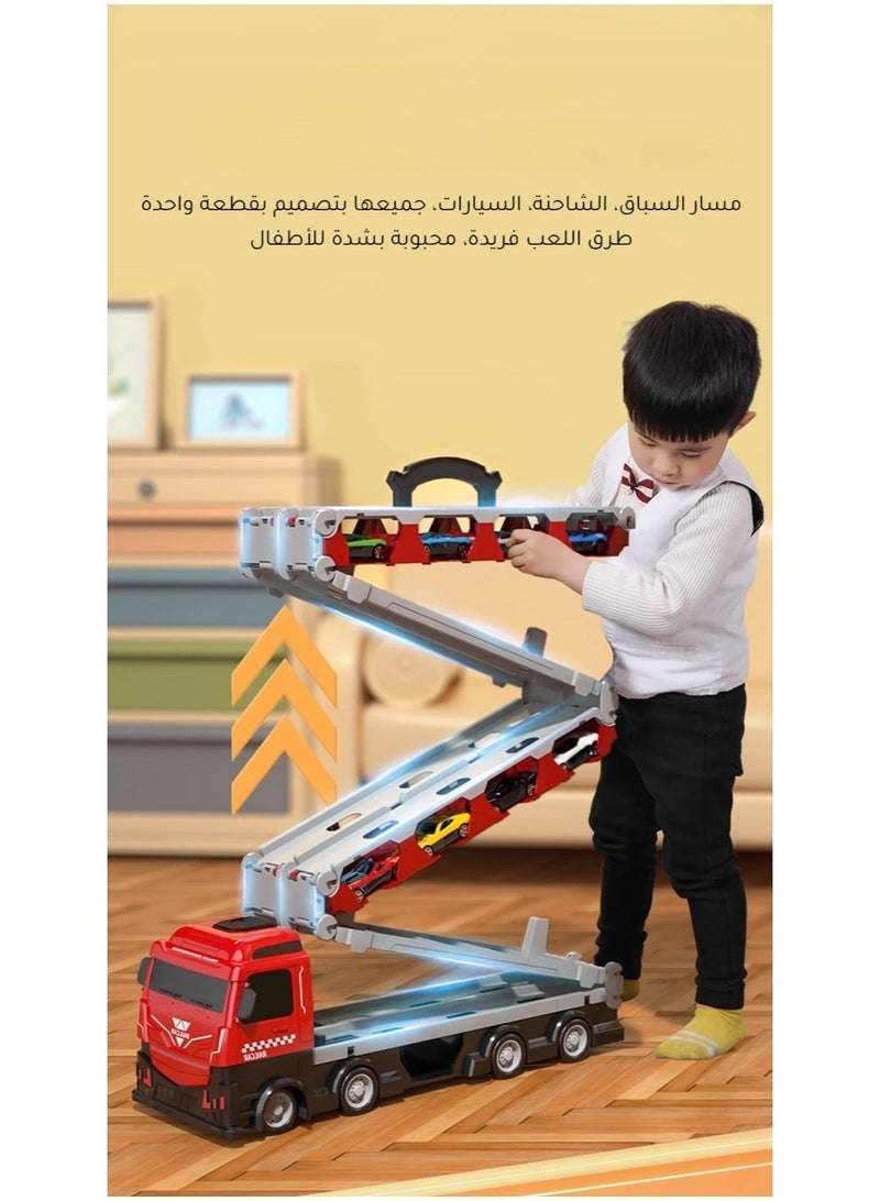لعبة شاحنة القذف المتحولة القابلة للطي مع 16 سيارة وأضواء وأصوات - Image 3
