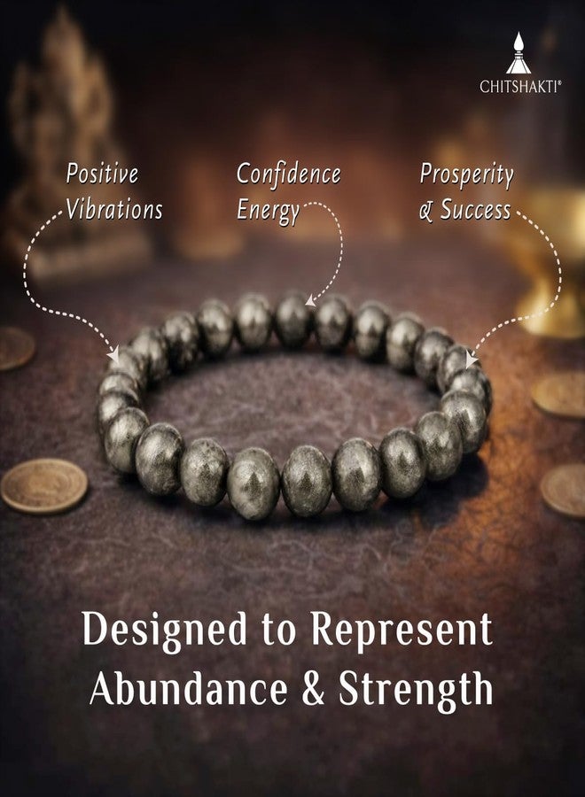Chitshakti Raw Pyrite Bracelet | Certified Money Magnet Crystal for Wealth & Confidence | Natural Healing Stone for Men & Women - Image 4