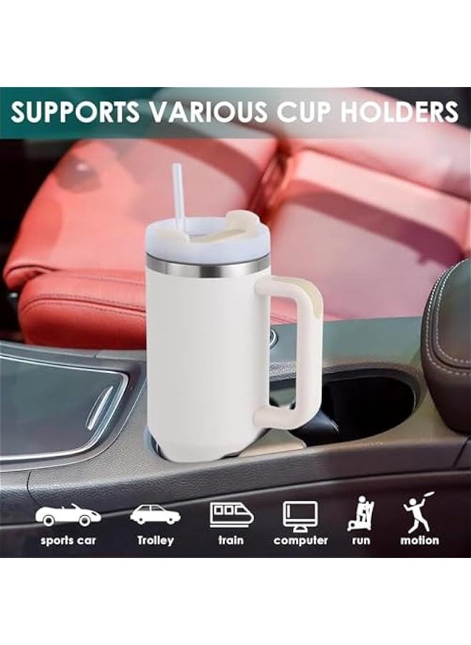 HOOKOR 40 oz Tumbler with Handle and Straw, Stainless Steel Vacuum Insulated Water Tumbler for Hot or Cold Beverages, Reusable Water Bottle for Home Gym Office Travel (White)  - Image 2