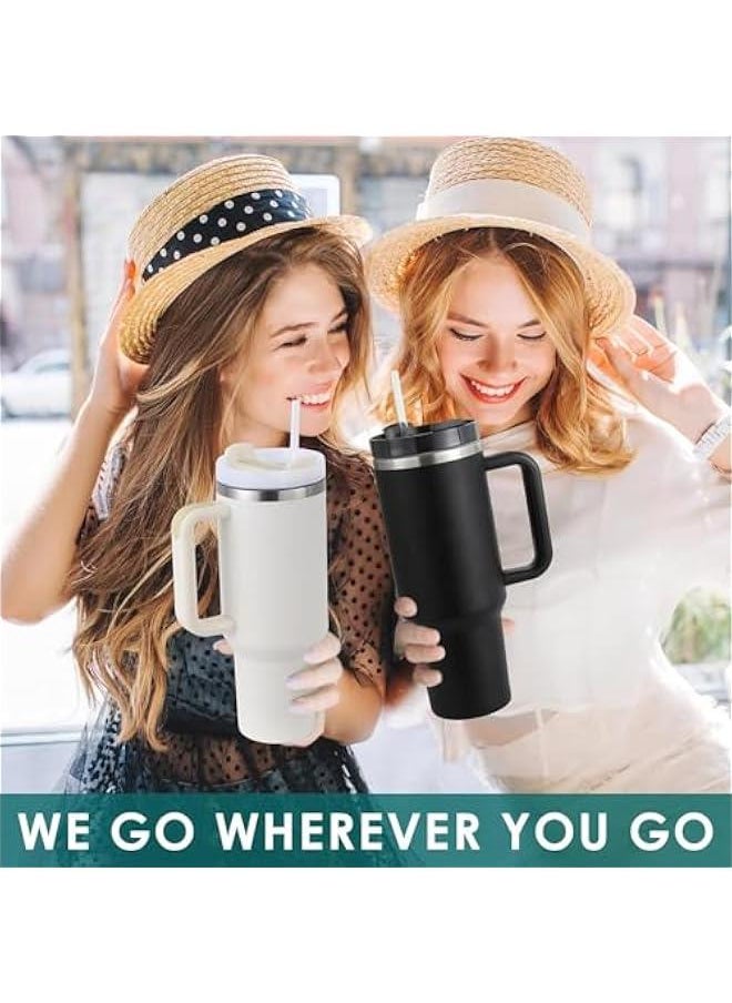 HOOKOR 40 oz Tumbler with Handle and Straw, Stainless Steel Vacuum Insulated Water Tumbler for Hot or Cold Beverages, Reusable Water Bottle for Home Gym Office Travel (White)  - Image 3