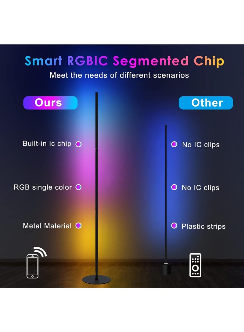 RGB Corner Floor Lamp, Gaming Lights, RGB Floor Lamp with Remote & Smart APP Control, Modern LED Corner Lamp with Music Sync, Timing & 16 Million Colors for Bedroom, Living Room Gaming Room Decor - Image 5