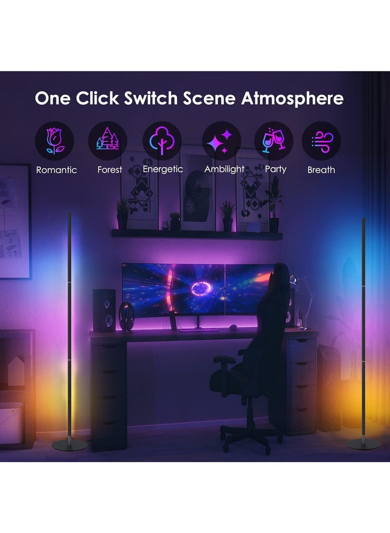 RGB Corner Floor Lamp, Gaming Lights, RGB Floor Lamp with Remote & Smart APP Control, Modern LED Corner Lamp with Music Sync, Timing & 16 Million Colors for Bedroom, Living Room Gaming Room Decor - Image 2