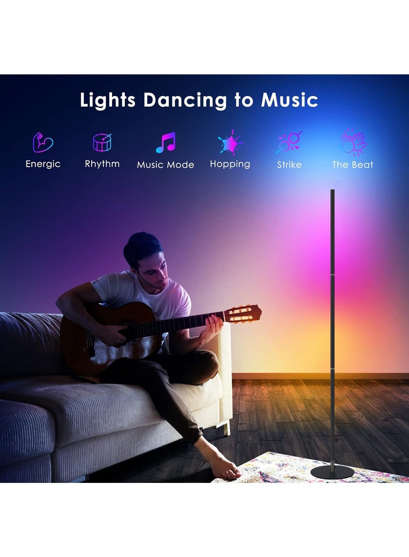 RGB Corner Floor Lamp, Gaming Lights, RGB Floor Lamp with Remote & Smart APP Control, Modern LED Corner Lamp with Music Sync, Timing & 16 Million Colors for Bedroom, Living Room Gaming Room Decor - Image 3