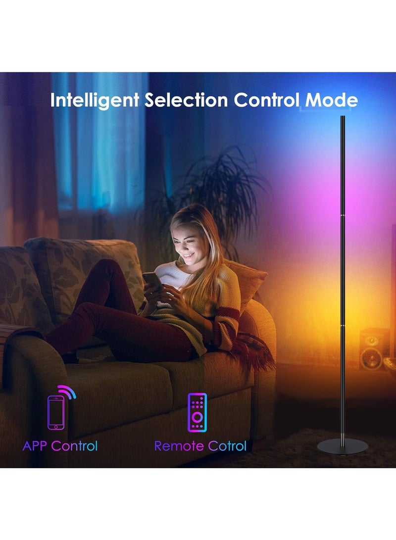 RGB Corner Floor Lamp, Gaming Lights, RGB Floor Lamp with Remote & Smart APP Control, Modern LED Corner Lamp with Music Sync, Timing & 16 Million Colors for Bedroom, Living Room Gaming Room Decor - Image 4