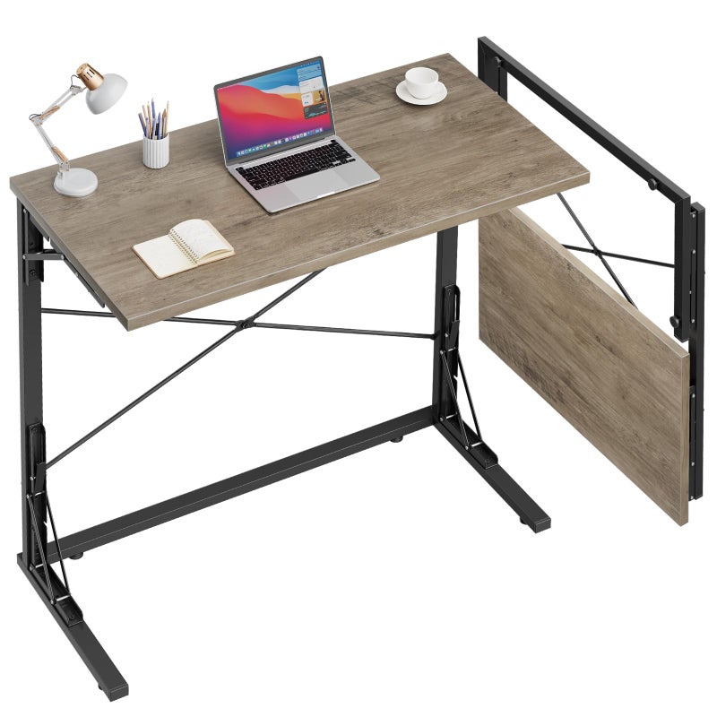 Vantic 315 Folding Desk Foldable TV Tray Table for Eating on Couch Extra Large TV Dinner Trays Portable Fold Computer Writing Desk Table for Home Office Greige