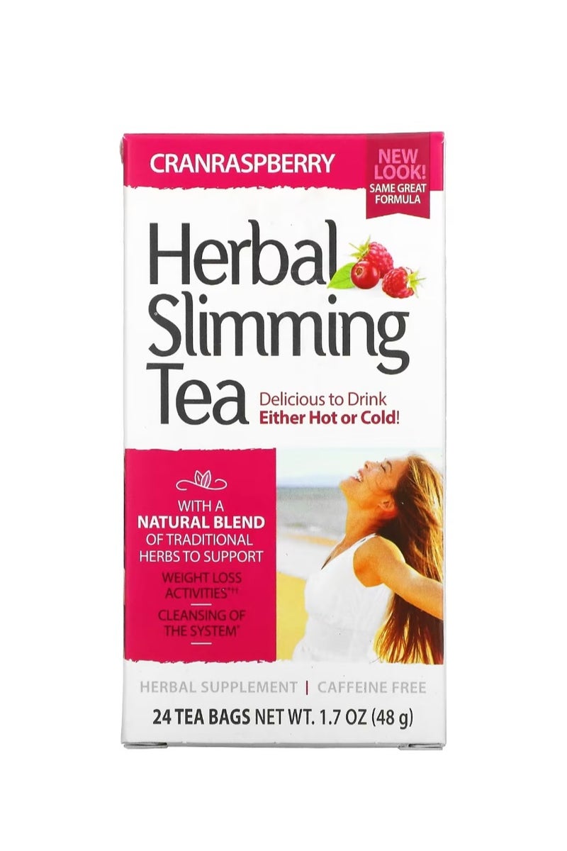 21st Century Herbal Slimming Tea Cranraspberry Caffeine Free 24 Tea Bags 1.7 oz (48 g) - Image 1