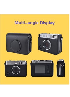Generic Camera Case Vintage PU Leather Protective Case for Fujifilm Fuji Instax Mini EVO Instant Camera with Removable Shoulder Strap Horizontal Black  - Image 3