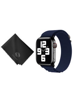 CATANES 2 Packs Of Apple Watch Band and Microfiber Cloth Alpine Loop Band 38mm 40mm 41mm Women Men Adjustable with Metal G-Hook Strap For iWatch Series 7/SE/6/5/4/3/2/1 Dark Blue  - Image 2