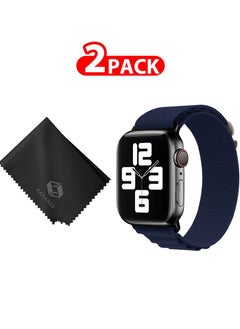 CATANES 2 Packs Of Apple Watch Band and Microfiber Cloth Alpine Loop Band 38mm 40mm 41mm Women Men Adjustable with Metal G-Hook Strap For iWatch Series 7/SE/6/5/4/3/2/1 Dark Blue  - Image 1