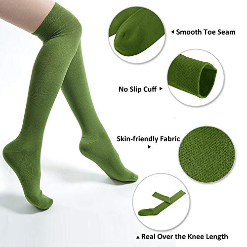MEIKAN Orange Thigh High Stocking Women, Knee High Socks Velma Custome Socks Posing Ivy Socks Women's Green Orange Over Knee High Tights Mustard Yellow Red Green 3 Pairs - Image 4