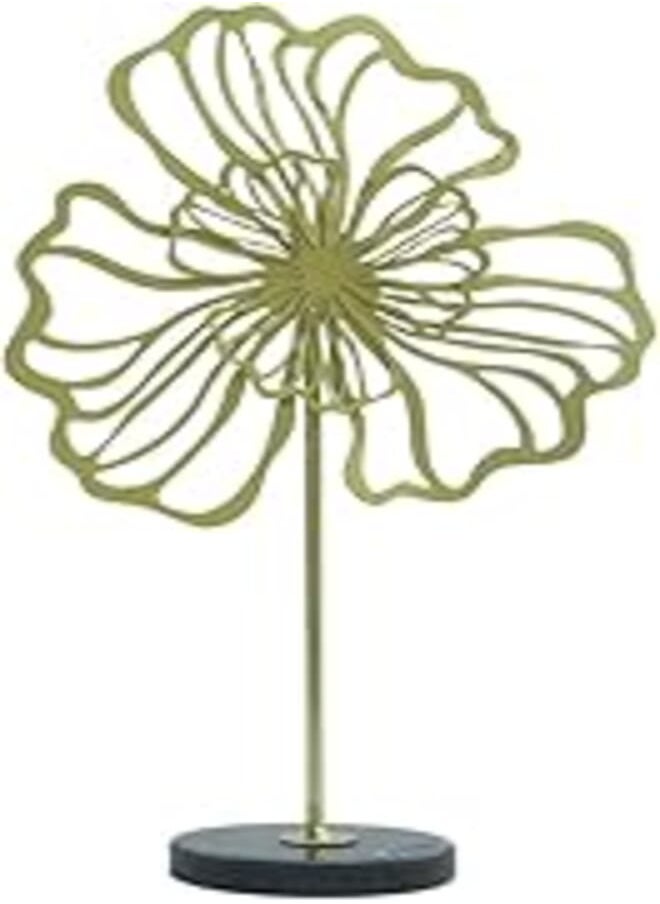 Generic Generic Metal Decorative Rose with Marble Base, Gold 