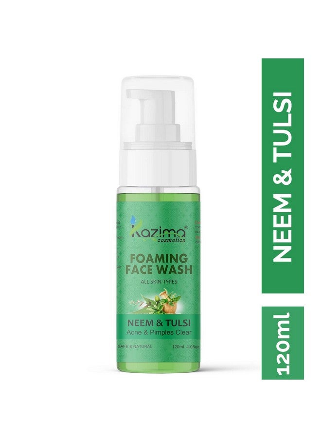 KAZIMA Neem & Tulsi Foaming Face Wash For Acne And Pimples, 120 Ml  - Image 2