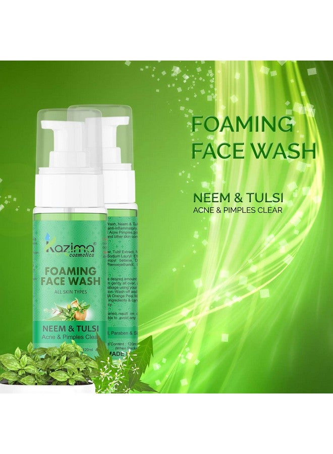 KAZIMA Neem & Tulsi Foaming Face Wash For Acne And Pimples, 120 Ml  - Image 4