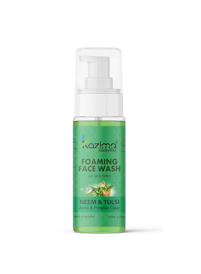 KAZIMA Neem & Tulsi Foaming Face Wash For Acne And Pimples, 120 Ml  - Image 1