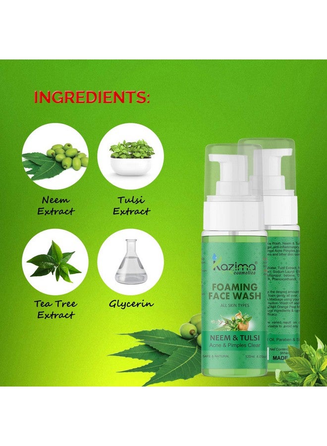 KAZIMA Neem & Tulsi Foaming Face Wash For Acne And Pimples, 120 Ml  - Image 3