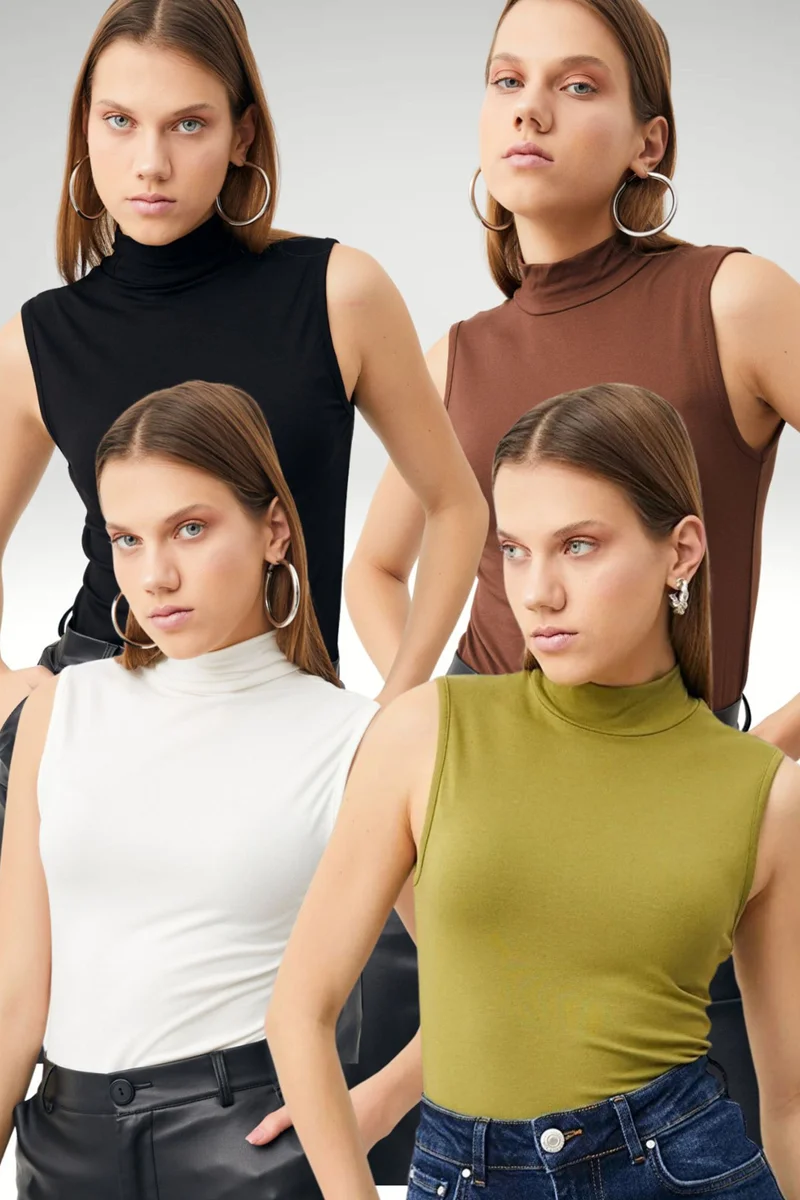 Bipantolon BIPANTOLON Women's 4-Pack Half Turtleneck Bodysuits