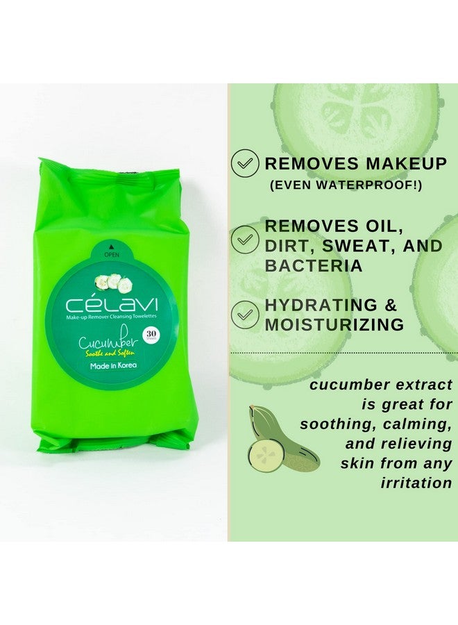 Celavi Cosmetics Celavi Makeup Remover Cleansing Wipes Removing Towelettes 2 Packs 60 Sheets (Cucumber) - Image 4