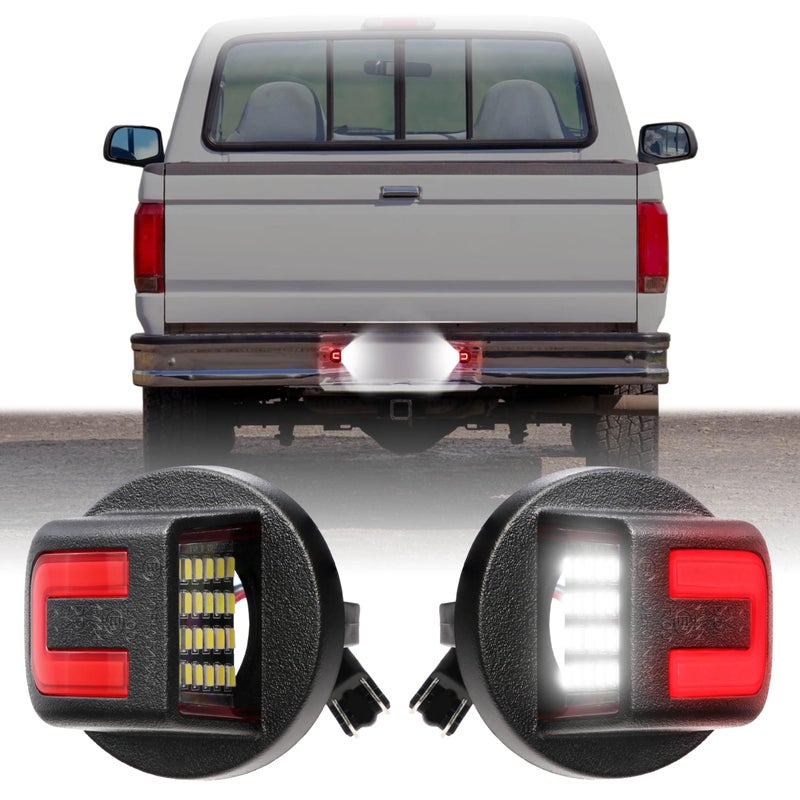 USR 9014 F150 Pickup License Plate Light LED Rear Lamps Left Right Pair Compatible with 19902014 Ford F150 Pick Up Truck All Models F250F350Bronco LED WHITE 6000K RED U SHAPE UPGRADE