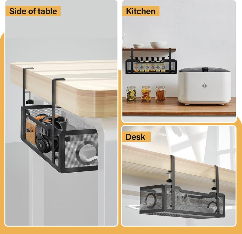 Under Desk Cable Management Tray – No Drill Clamp-On Cable Organizer for Office & Home  - Image 5