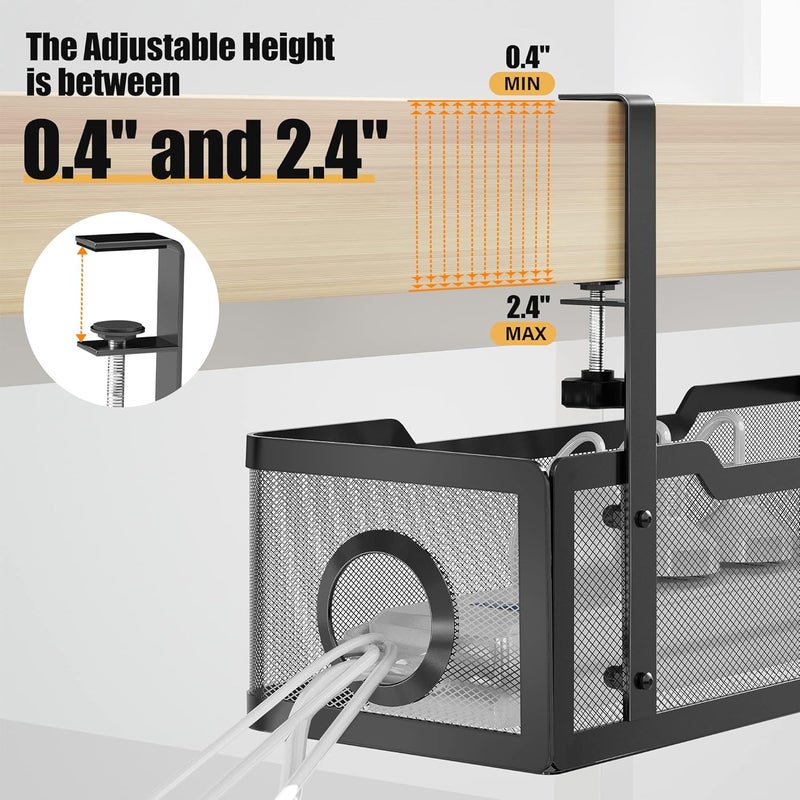 Under Desk Cable Management Tray – No Drill Clamp-On Cable Organizer for Office & Home  - Image 2