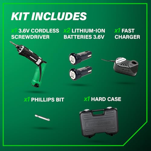 Metabo HPT 3.6V Lithium Ion Cordless Screwdriver Kit, Compact and Lightweight Power Screwdriver with 2 x 1.5Ah Batteries and Quick Charger, 21 + 1 Clutch Settings and Built-In LED Light, DB3DL2 - Image 5