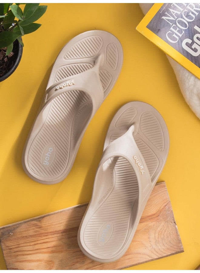 YOHO Drizzle Soft Slippers for Women | Mild Acupressure | Lightweight, Beige UK9 - Image 3