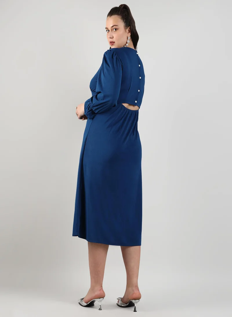 Instafab Plus Solid Cut-Out Midi Dress