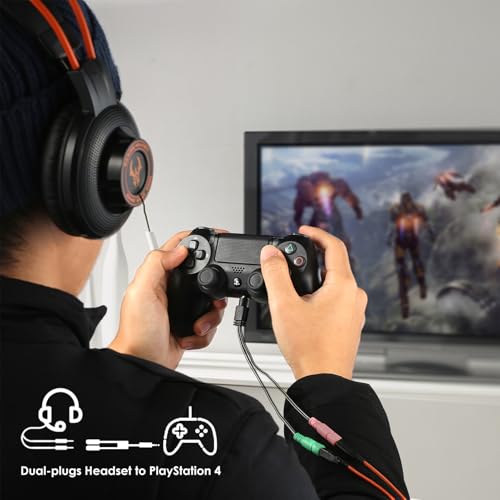 MillSO Headphone Mic Splitter, 3.5mm Headset Adapter (Microphone + Audio) 2 TRS Female to TRRS Male CTIA Stereo Jack Y Cable Compatible for Dual-Plug Gaming Headset to Xbox, PS4, Phone, Laptop, PC - Image 3