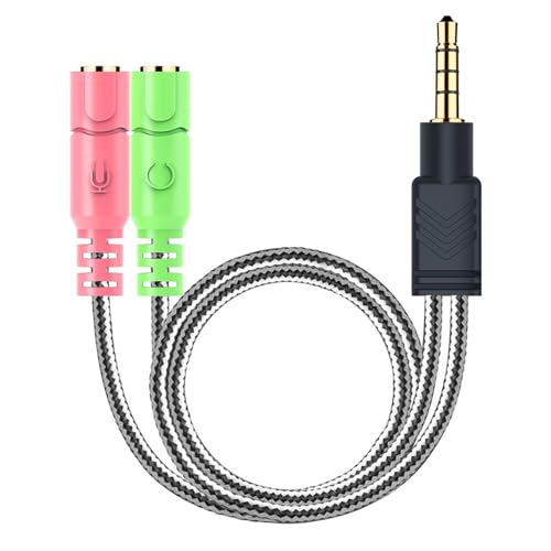 MillSO Headphone Mic Splitter, 3.5mm Headset Adapter (Microphone + Audio) 2 TRS Female to TRRS Male CTIA Stereo Jack Y Cable Compatible for Dual-Plug Gaming Headset to Xbox, PS4, Phone, Laptop, PC - Image 1