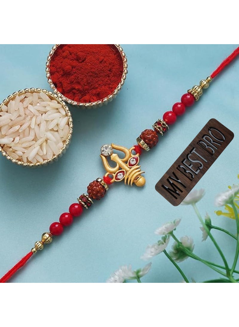 Webelkart Webelkart Designer Rakhi for Brother with My Best Bro Wood Cutout |Gifts for Brother Lumba Rakhi for Bhabhi Rakhi with Roli Chawal Rakhi Sets lumba Rakhi|Latest Rakhi Collection  - Image 1