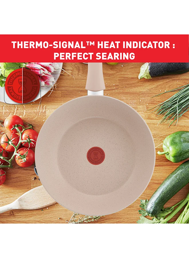 Tefal TEFAL Delight | Wok Pan 28 cm | Non-Stick Coating | Heat Indicator | 100% Recycled Aluminum Body | Made in France | 2 Years Warranty | G2931902 Beige - Sandstone