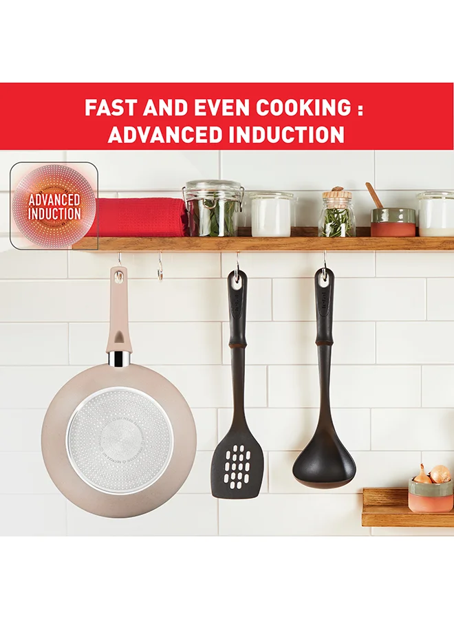 Tefal TEFAL Delight | Wok Pan 28 cm | Non-Stick Coating | Heat Indicator | 100% Recycled Aluminum Body | Made in France | 2 Years Warranty | G2931902 Beige - Sandstone