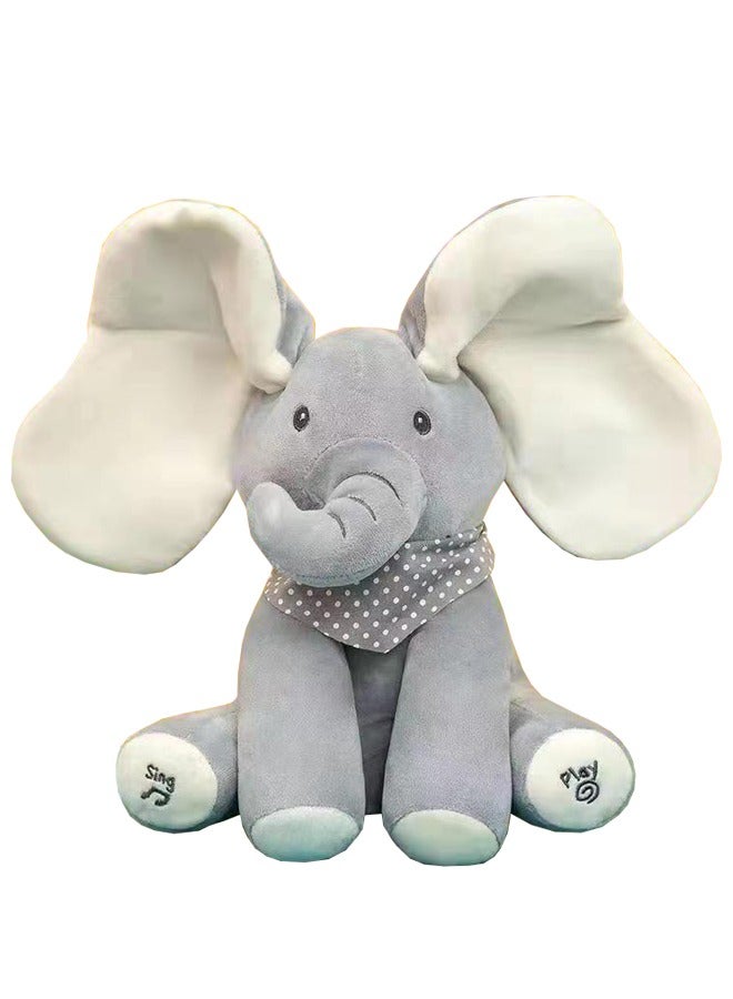 لعبة الفيل الموسيقية المحشوة رمادي/أبيض - Image 1