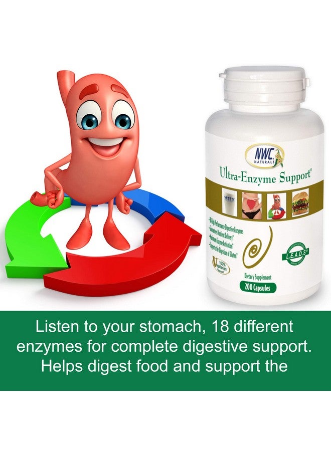 NWC Naturals Ultra-Enzyme Support, Natural Digestive Supplement, Promotes Optimal Health and Digestion, 200 count Capsules - Image 2
