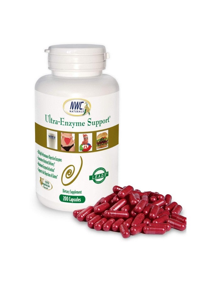 NWC Naturals Ultra-Enzyme Support, Natural Digestive Supplement, Promotes Optimal Health and Digestion, 200 count Capsules - Image 1
