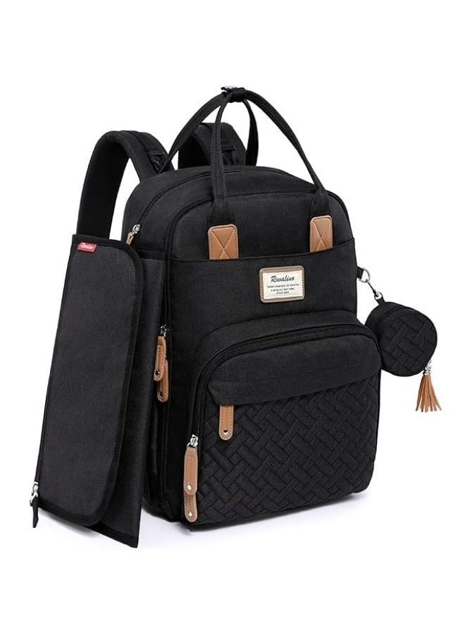 RUVALINO حقيبة تغيير الأطفال RUVALINO، حقيبة ظهر محايدة متعددة الاستخدامات، حقيبة سفر كبيرة متعددة الوظائف مع وسادة تغيير محمولة، أحزمة عربة، علبة مصاصة و جيوب معزولة - Image 1