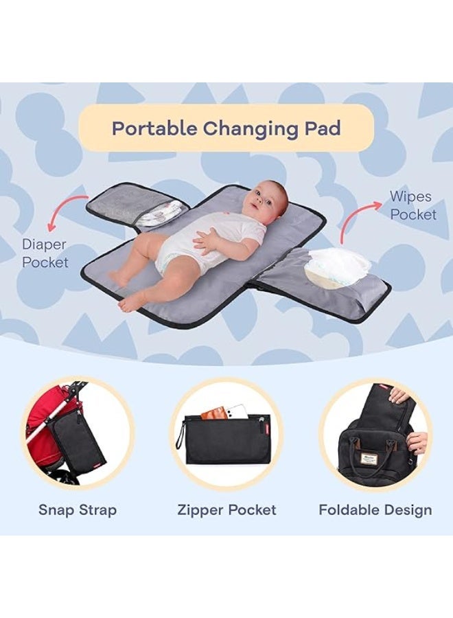 RUVALINO حقيبة تغيير الأطفال RUVALINO، حقيبة ظهر محايدة متعددة الاستخدامات، حقيبة سفر كبيرة متعددة الوظائف مع وسادة تغيير محمولة، أحزمة عربة، علبة مصاصة و جيوب معزولة - Image 2