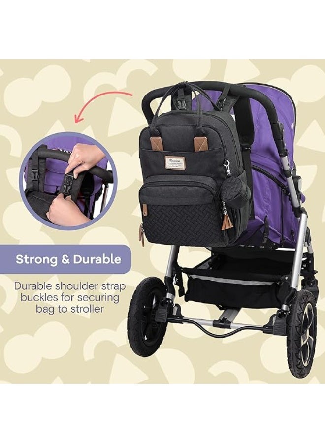 RUVALINO حقيبة تغيير الأطفال RUVALINO، حقيبة ظهر محايدة متعددة الاستخدامات، حقيبة سفر كبيرة متعددة الوظائف مع وسادة تغيير محمولة، أحزمة عربة، علبة مصاصة و جيوب معزولة - Image 5