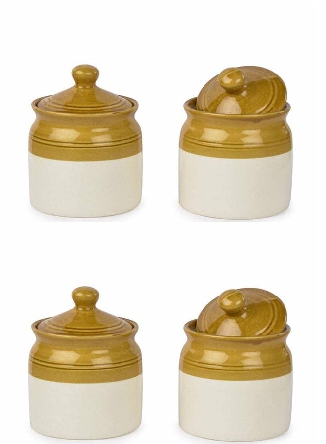 SHRIYAM CRAFTS Dining Table Pickle Jar ceramic Jars Containers For Storage hand Painted Ceramic Barni (JAR 250ML PACK OF 4) - Image 1