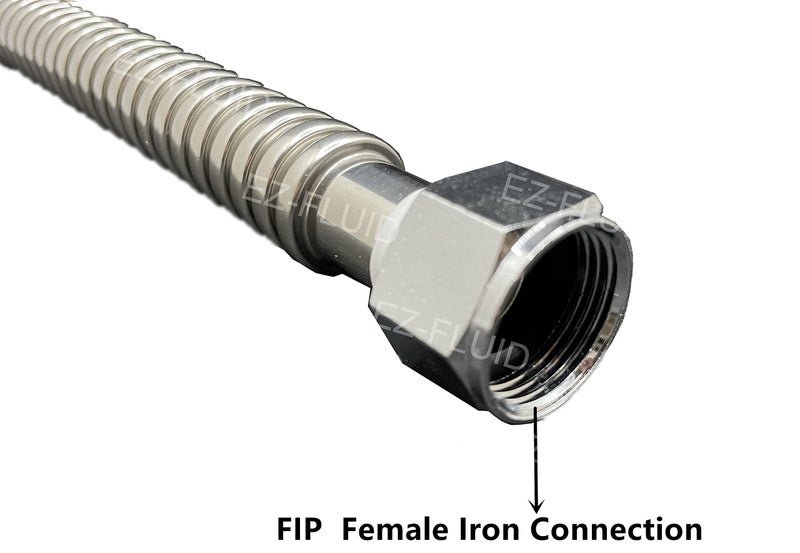 EZ-Fluid 24-Inch,1"FIP x 1" FIP x 24" Corrugated Flexible Stainless Steel Water Heater Connector Water Supply Line Full-Port For Female Iron Water Pipes Fitting,Water softener,Filter,Large Port (1Pc) - Image 3