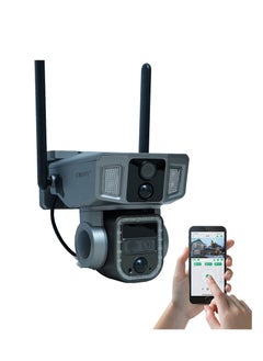 كروني كاميرا مراقبة خارجية تعمل بالطاقة الشمسية Y7A بدقة 8 ميجابكسل، بدقة 4K، مع زاوية 355 درجة، ورؤية ليلية بالأشعة تحت الحمراء، واتصال مزدوج 4G/Wi-Fi، وصوت ثنائي الاتجاه، وكشف الأشخاص، وتصنيف IP66، وتكبير 10 أضعاف، وتخزين TF/السحابي، وضمان لمدة عام واحد  - Image 1