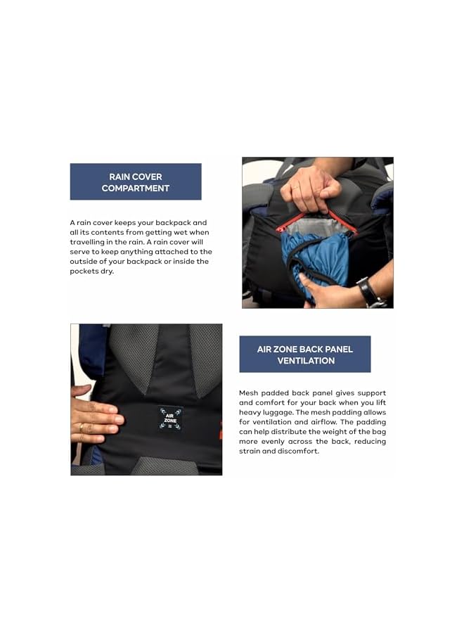 Trawoc حقيبة ظهر سفر بسعة 75 لتر من بيك برو للتنزه والتخييم مع قسم للكمبيوتر المحمول/غطاء مطري/قسم للأحذية BHK002 - Image 3