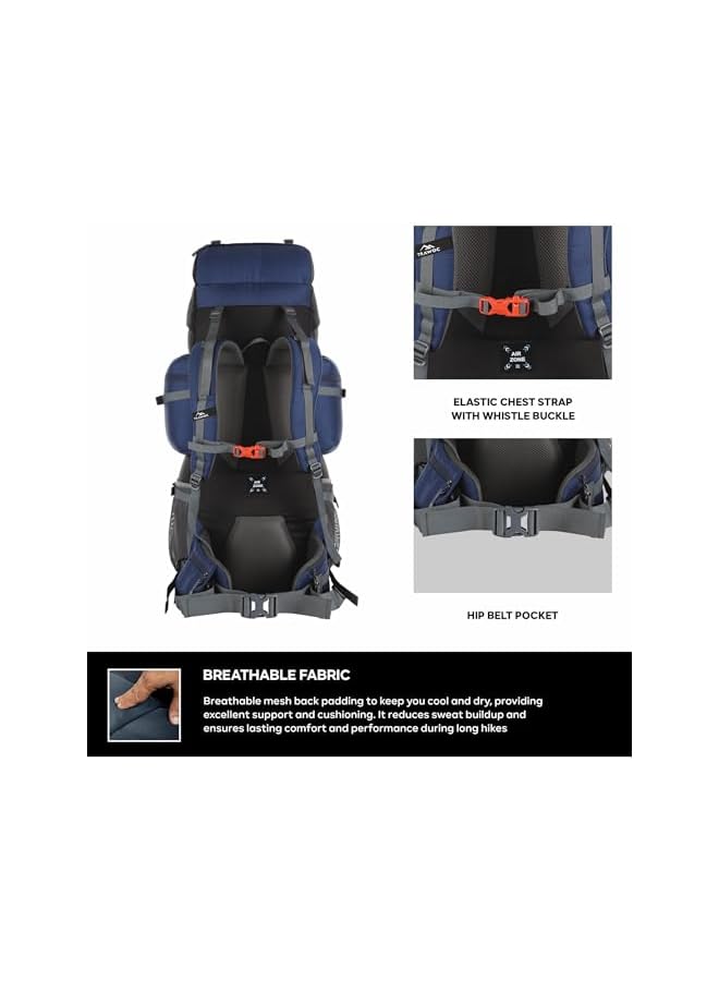 Trawoc حقيبة ظهر سفر بسعة 75 لتر من بيك برو للتنزه والتخييم مع قسم للكمبيوتر المحمول/غطاء مطري/قسم للأحذية BHK002 - Image 2