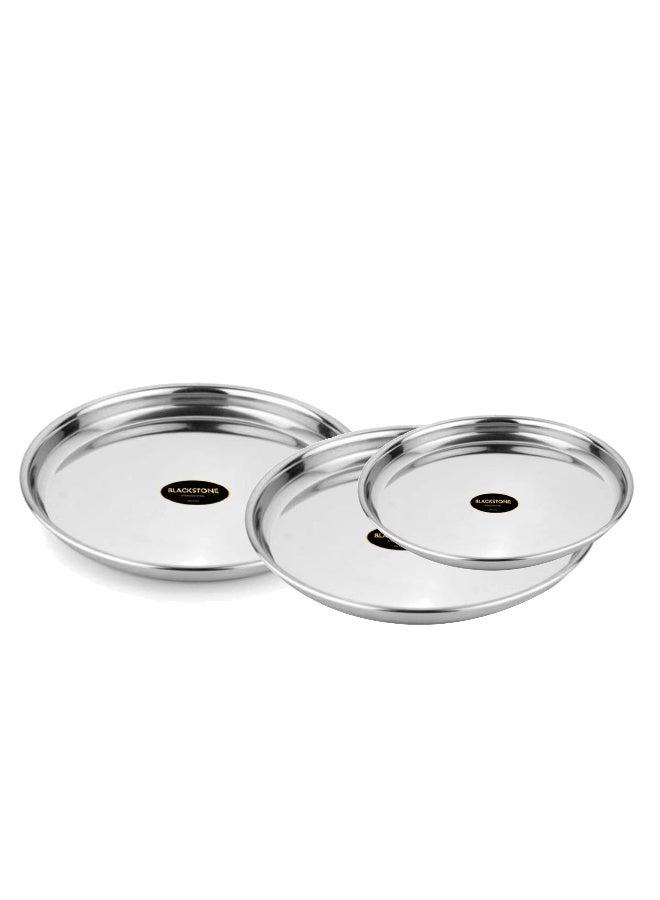 BLACKSTONE Stainless Steel Beaded Thali, Rice Thali Plates, Silver Set of 2 Pcs 28cm - Image 3