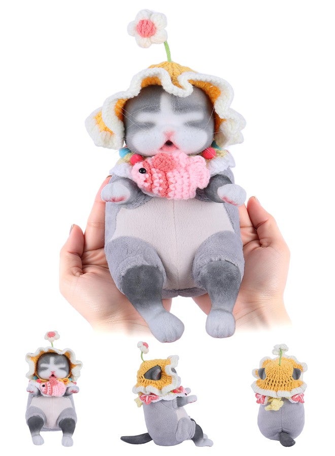 BABESIDE 8 Inch Stuffed Animals for Girls, Soft Cat Plush Toy Set Realistc Pets Alive Cute Asleep Kitty Stuffed Animal with Feeding Kit & Clothes Gift Box for Kids, Collectors, Accompany and Playtime - Image 1