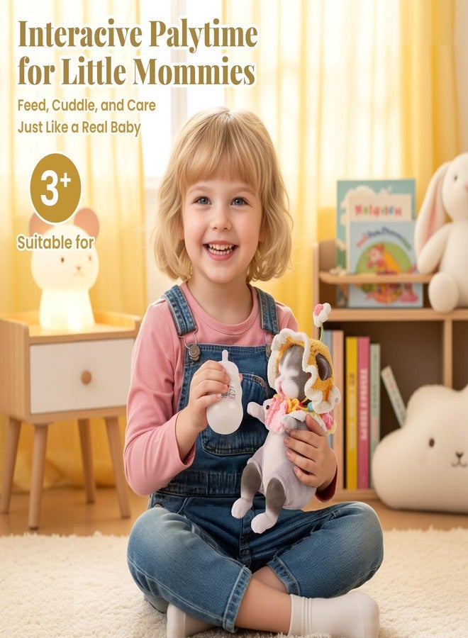 BABESIDE 8 Inch Stuffed Animals for Girls, Soft Cat Plush Toy Set Realistc Pets Alive Cute Asleep Kitty Stuffed Animal with Feeding Kit & Clothes Gift Box for Kids, Collectors, Accompany and Playtime - Image 5