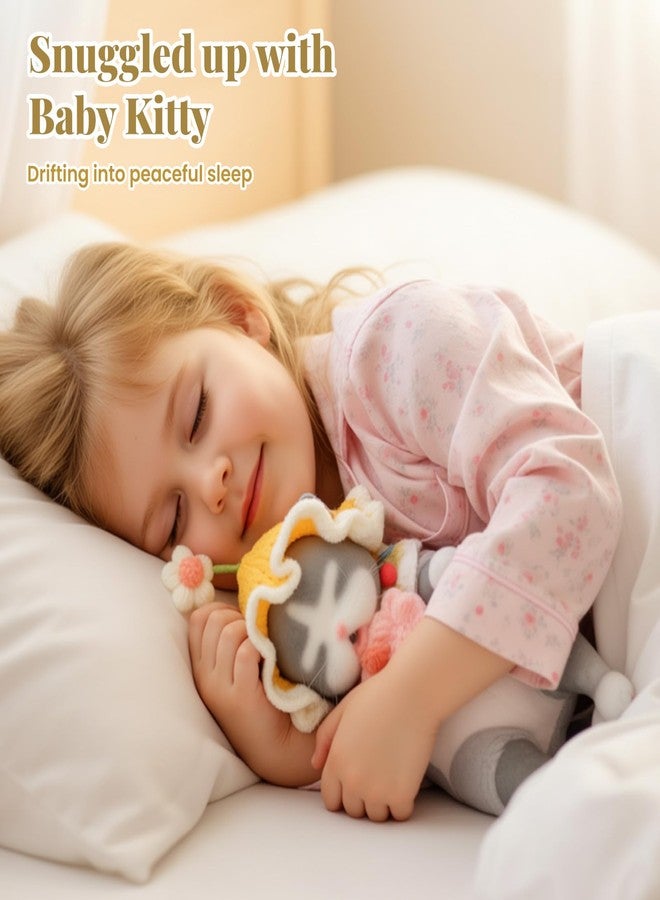BABESIDE 8 Inch Stuffed Animals for Girls, Soft Cat Plush Toy Set Realistc Pets Alive Cute Asleep Kitty Stuffed Animal with Feeding Kit & Clothes Gift Box for Kids, Collectors, Accompany and Playtime - Image 2