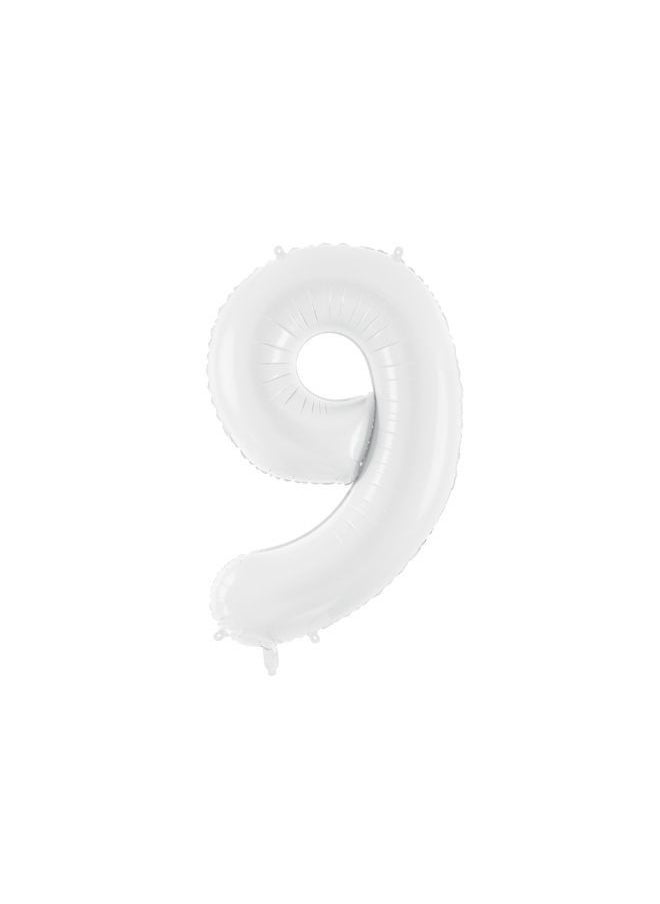 PartyDeco Foil ballon Number ''9'', 86 cm, white  - Image 1